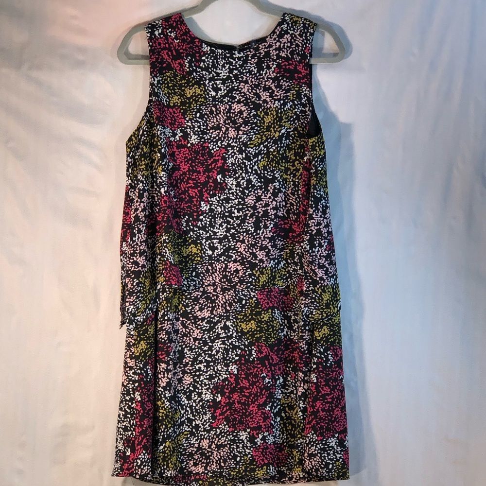 Massini Black Pink Cream Design Sleeveless A Line Dress with One Tier M 👍